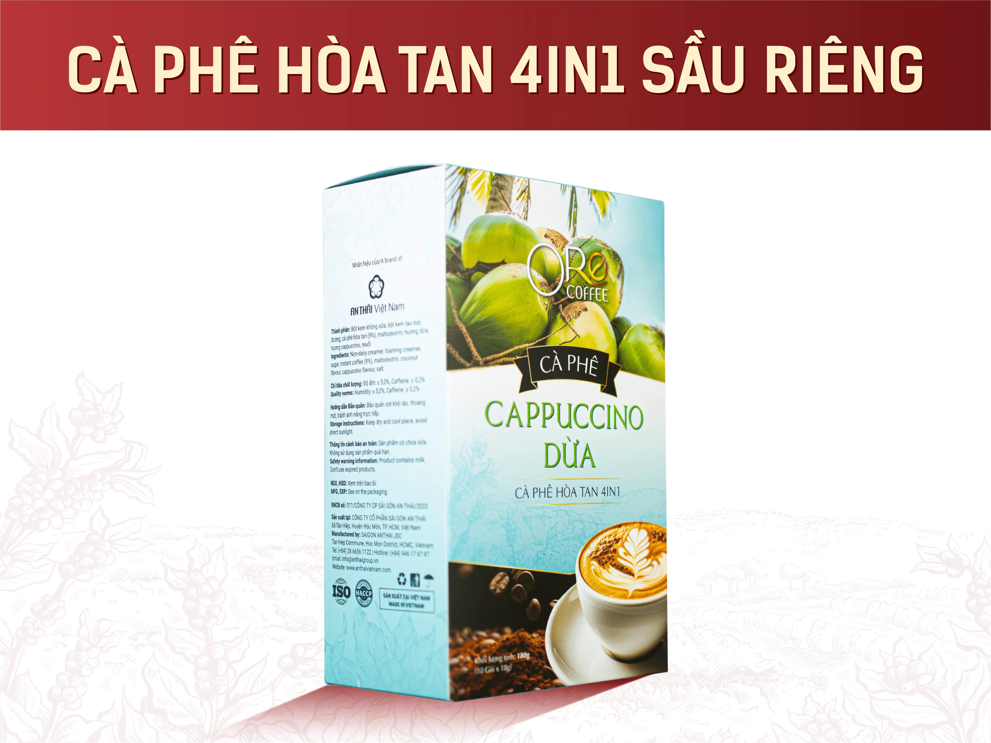 Ore Coffee - Cà phê hòa tan 4in1 Cappuccino dừa